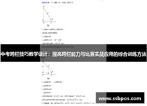 中考跨栏技巧教学设计：提高跨栏能力与比赛实战应用的综合训练方法